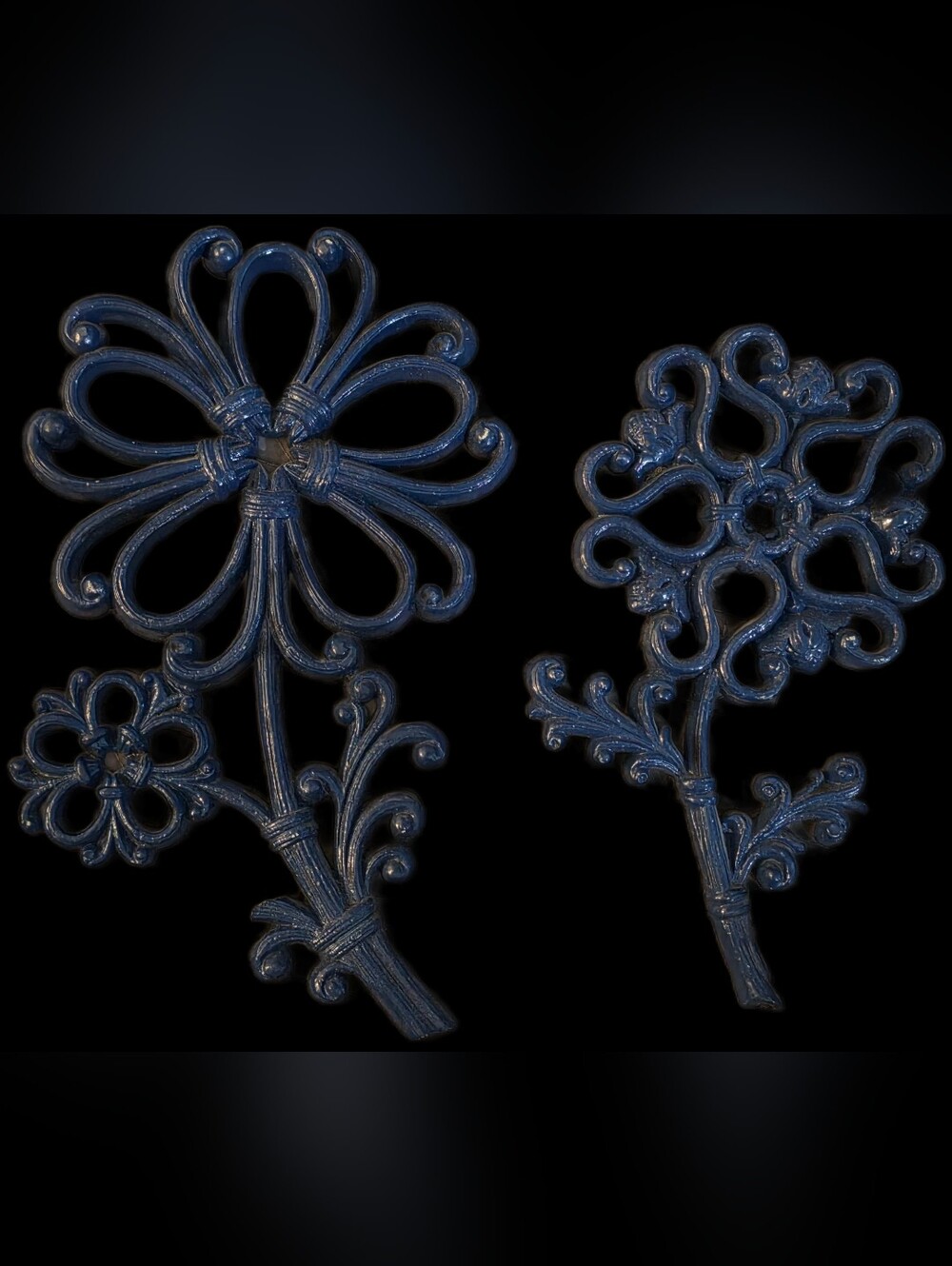 Pair Of Vintage Homco Boho MCM Flowers Wall Hangings Decoration Garden ~ READ ~